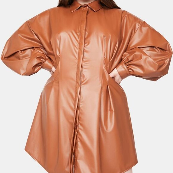 Plus Cognac I AM THE PARTY Invite Shirt Dress ( BRAND NEW !!!! ) - Picture 1 of 5